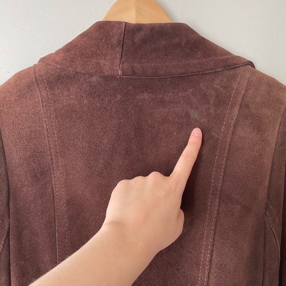 Vintage Suede Belted Jacket Size XS Brown 70s 80s Retro Western Boho - Picture 5 of 9